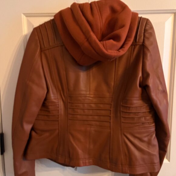 Real Leather Jacket with Removable Hood - Picture 2 of 5